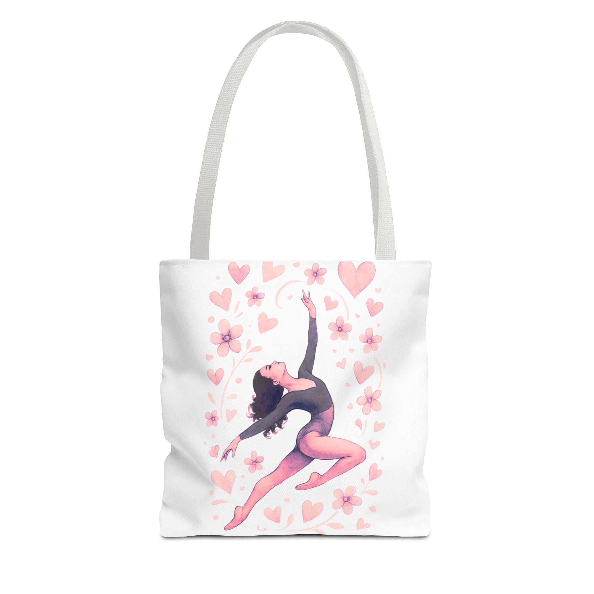 Ballet Dancer Heart Tote Bag — PINK and BLACK Floral Dance AOP Tote