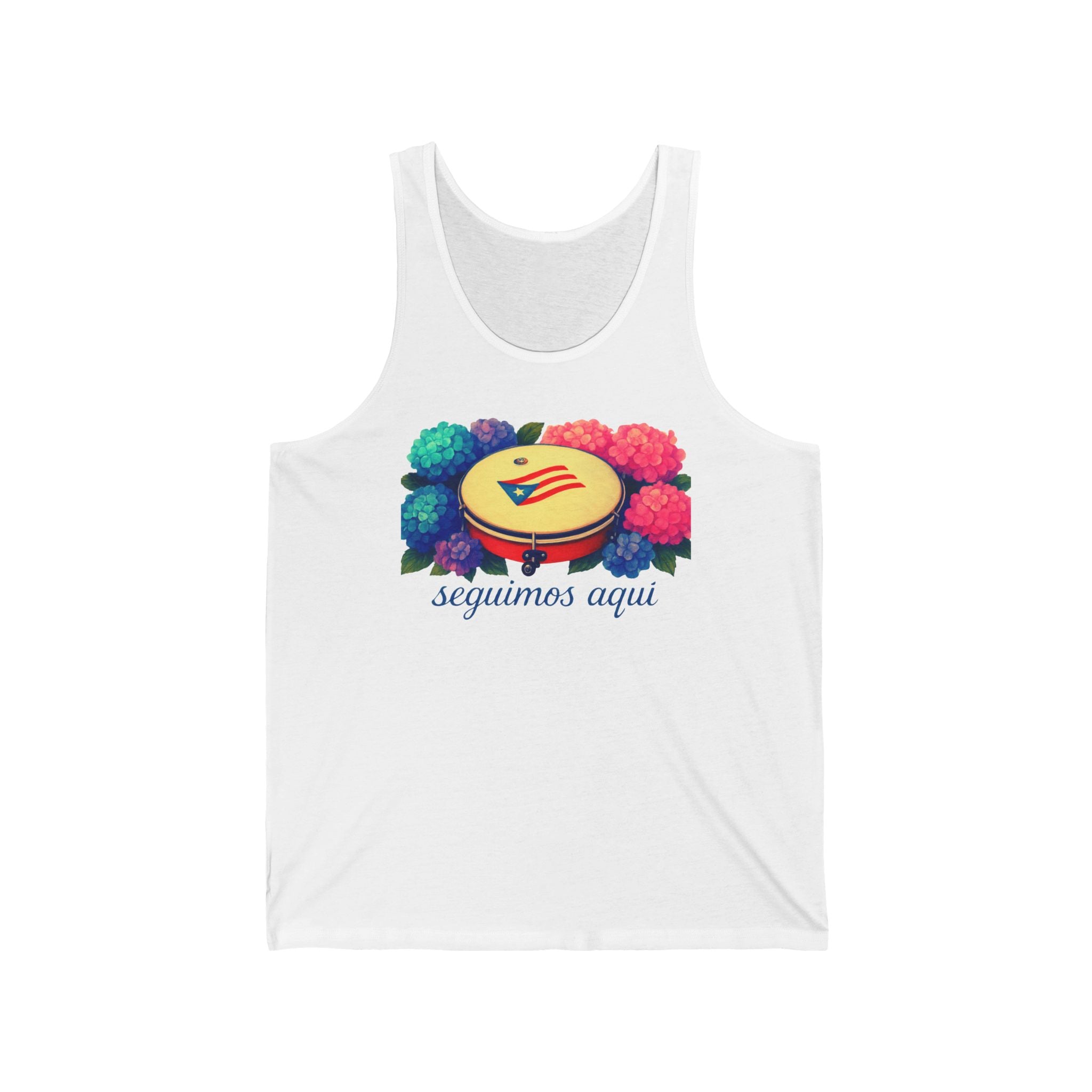 Tank Top — 'seguimos aqui' Puerto Rican Plenera & Hydrangea Floral Design