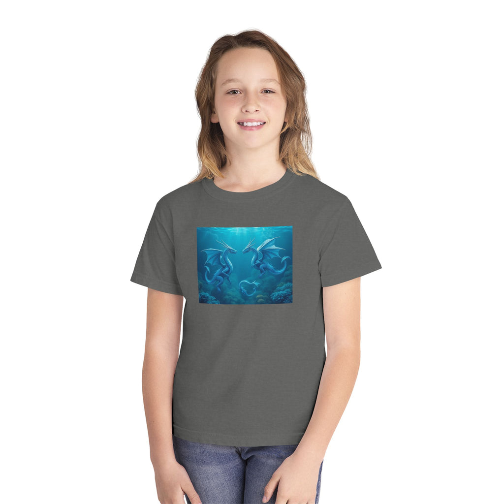 Blue Sea Dragons Youth Tee — Playful Ocean Graphic T-Shirt