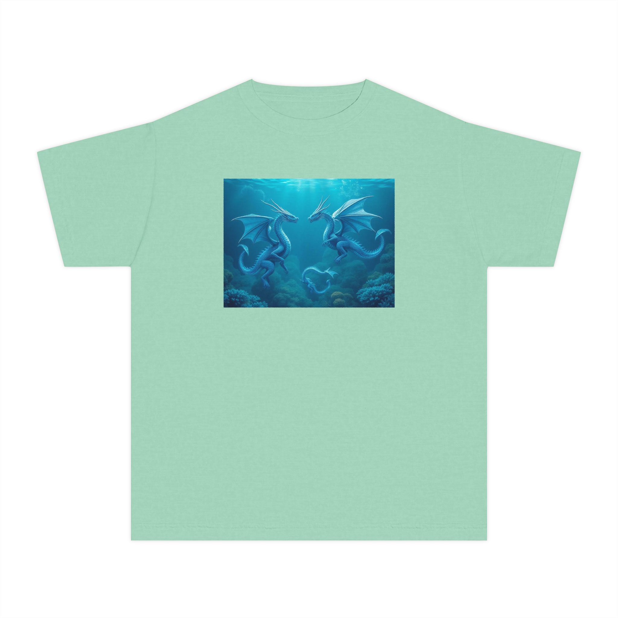 Blue Sea Dragons Youth Tee — Playful Ocean Graphic T-Shirt