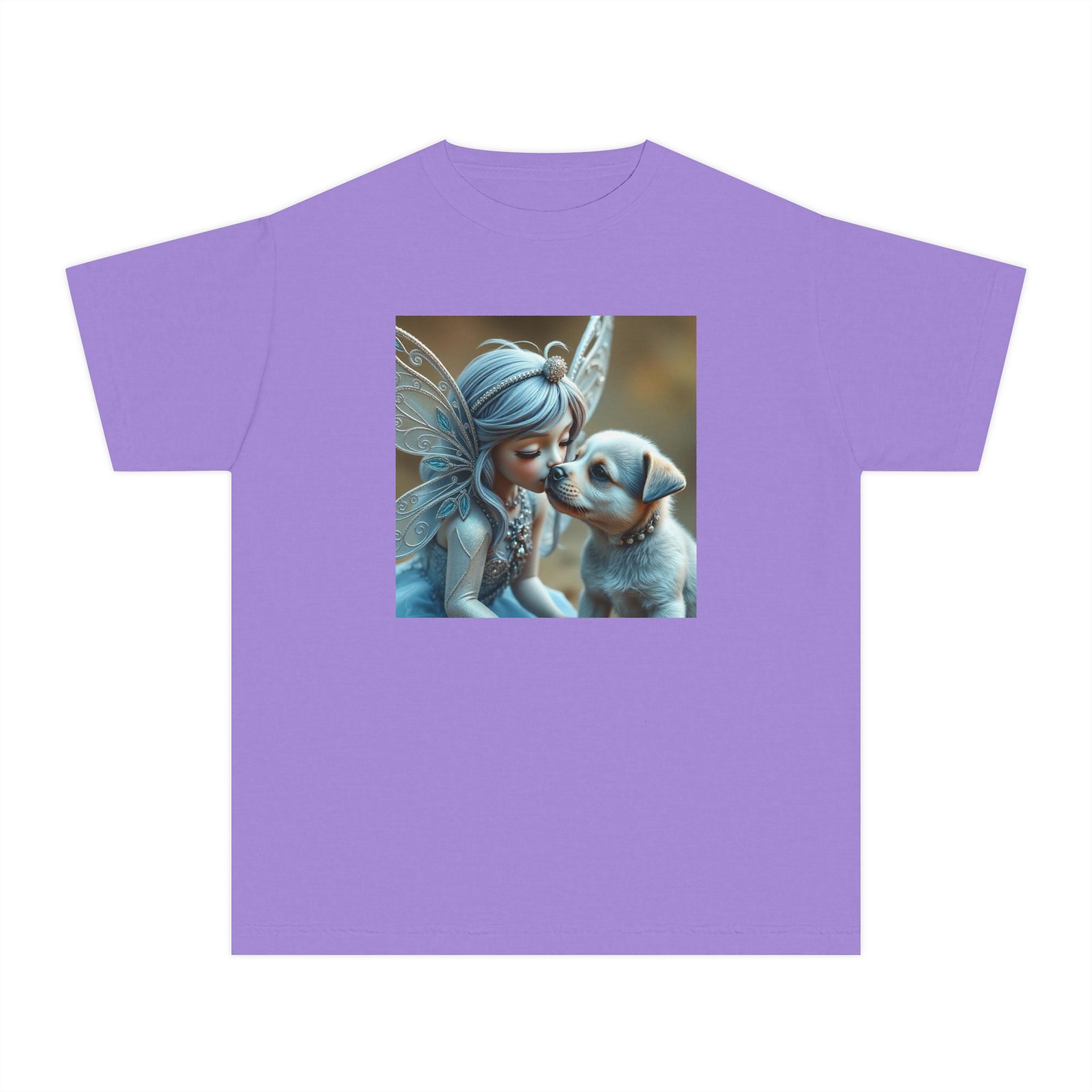 Fairy and Puppy Youth Tee — Whimsical Kids Fantasy T-Shirt