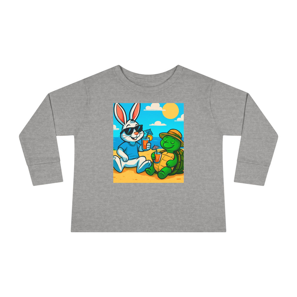 Cute Bunny & Turtle Beach Toddler Long Sleeve Tee