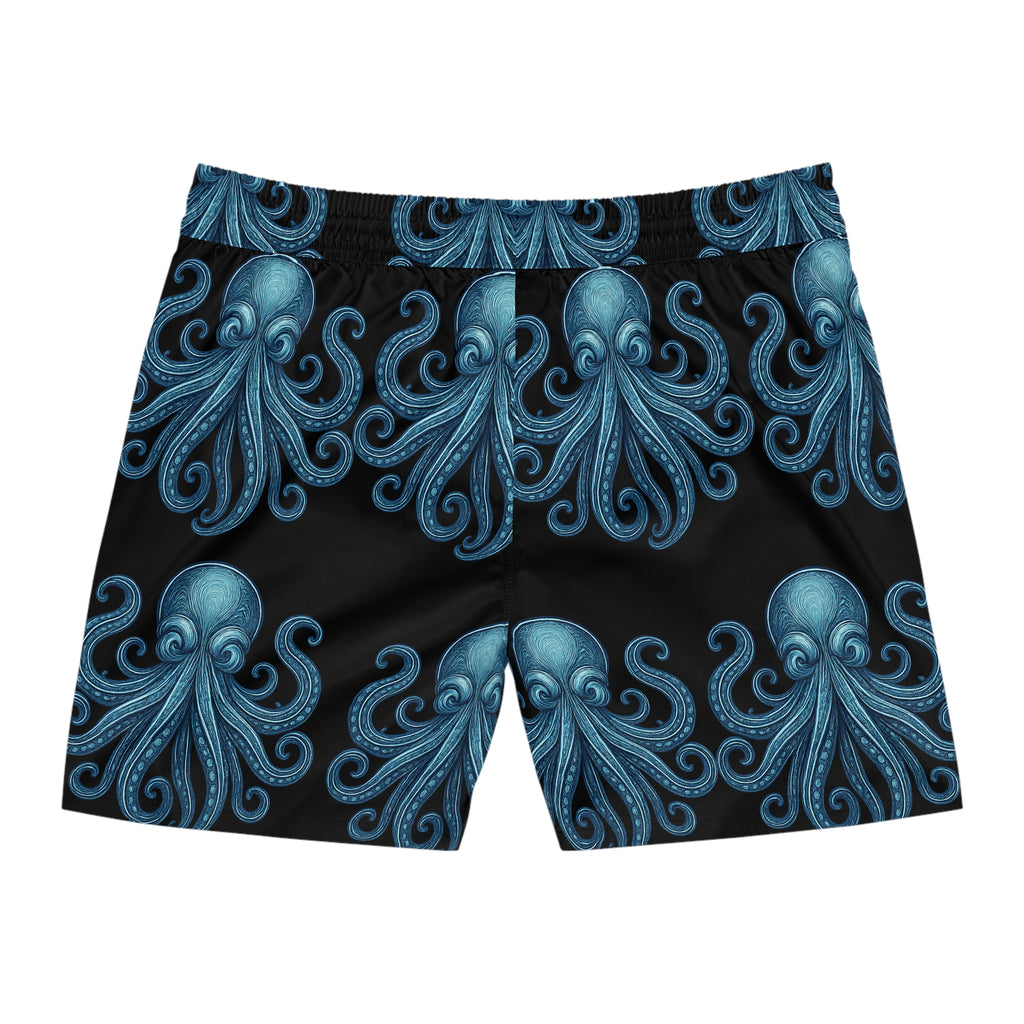 Octopus Print Swim Shorts — Mid-Length Beach Trunks 95% polyester, 5% spandex