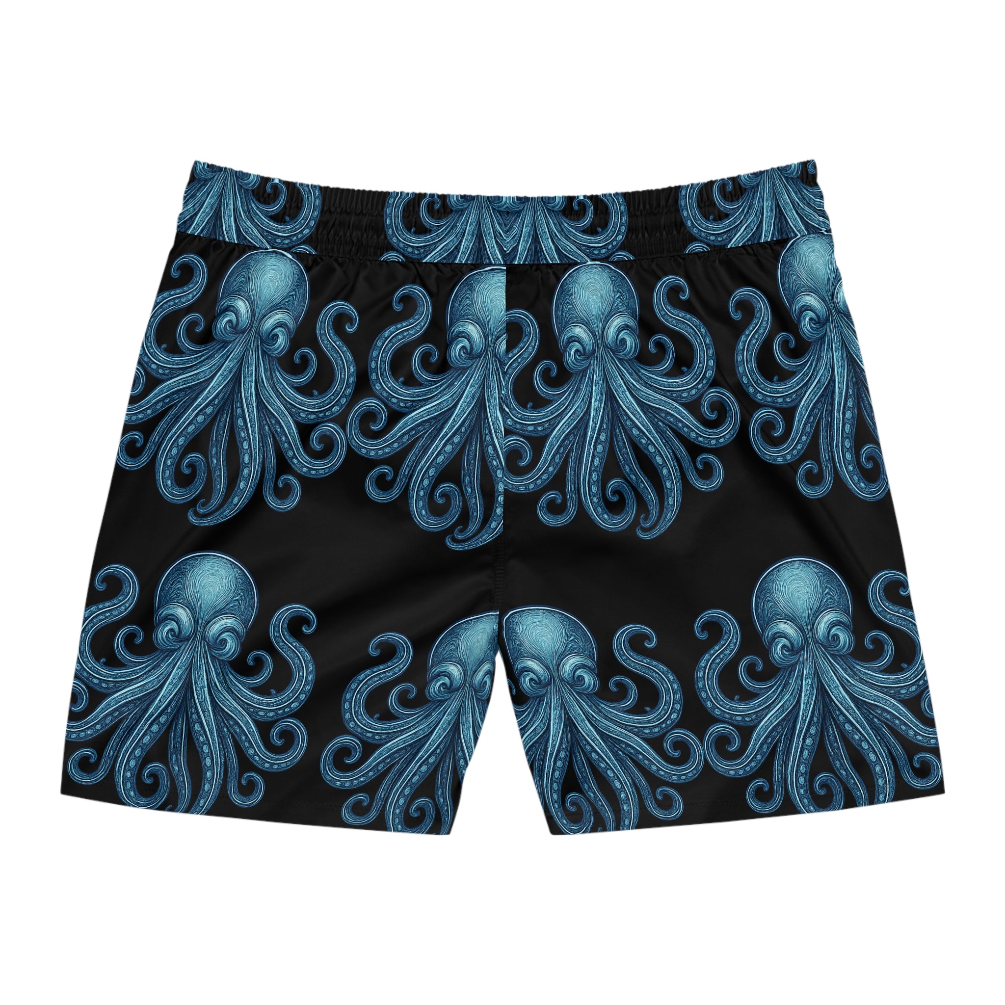 Octopus Print Swim Shorts — Mid-Length Beach Trunks 95% polyester, 5% spandex