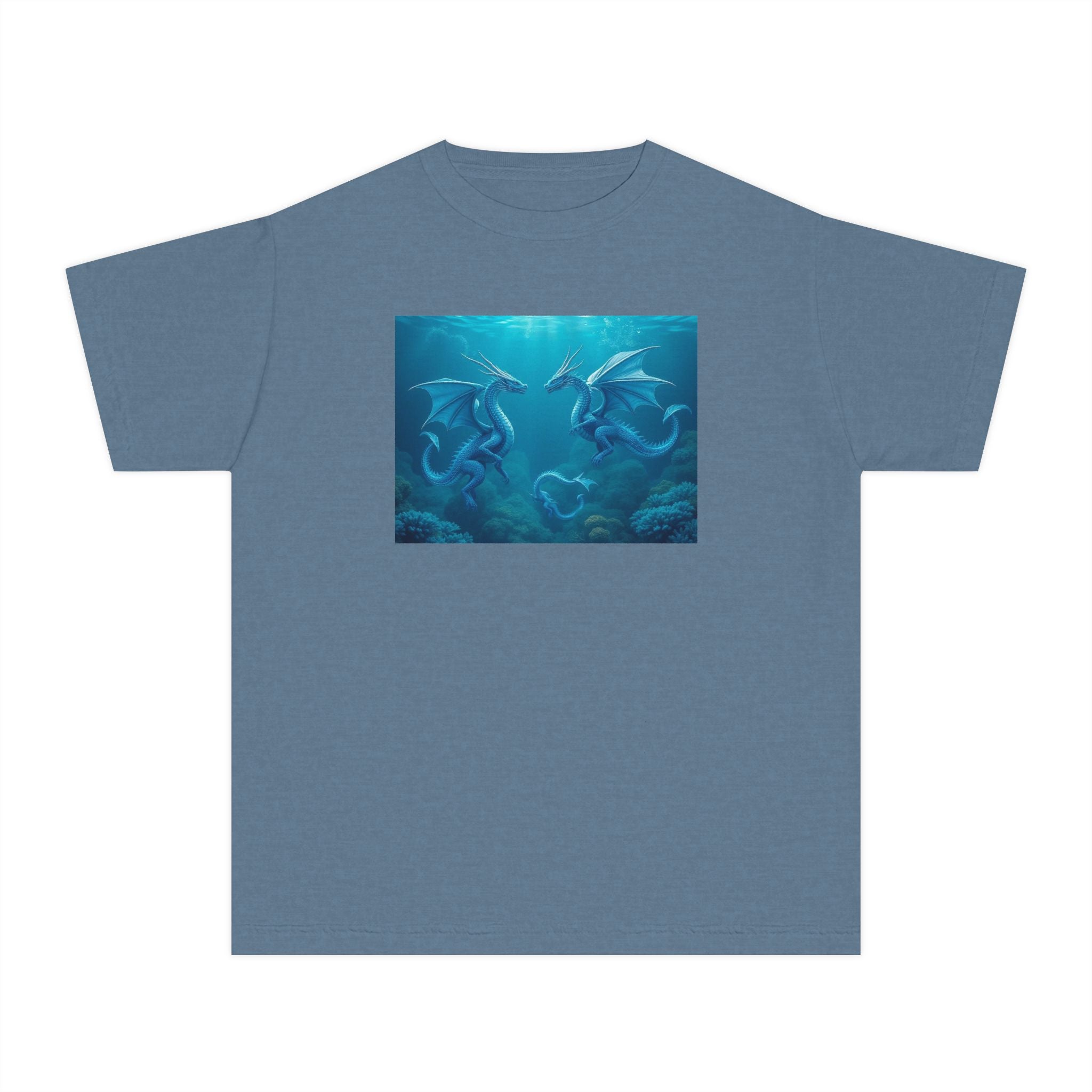 Blue Sea Dragons Youth Tee — Playful Ocean Graphic T-Shirt