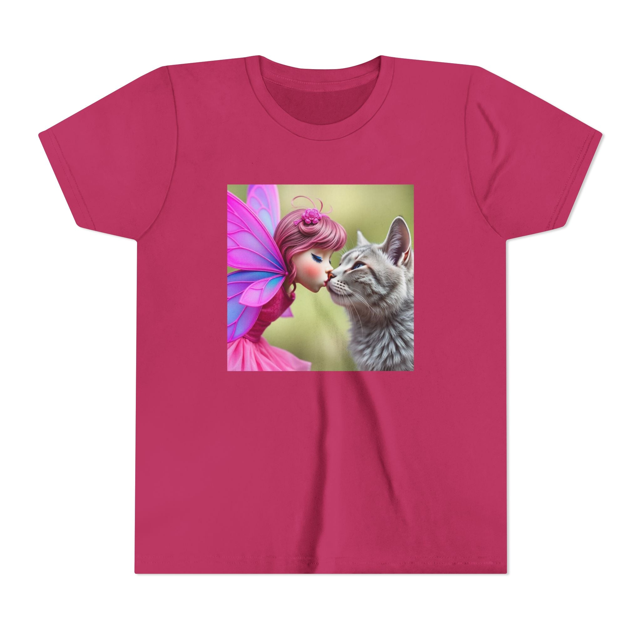 Fairy Kissing Kitten Cute Graphic Shirt - Youth Tee