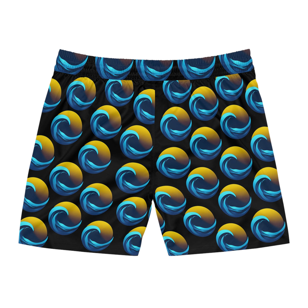 Sunset Print Men's Mid-Length Swim Short - Print 95% polyester, 5% spandex