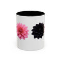 Pink & Black Dahlia Accent Coffee Mug — Floral 11/15oz Ceramic