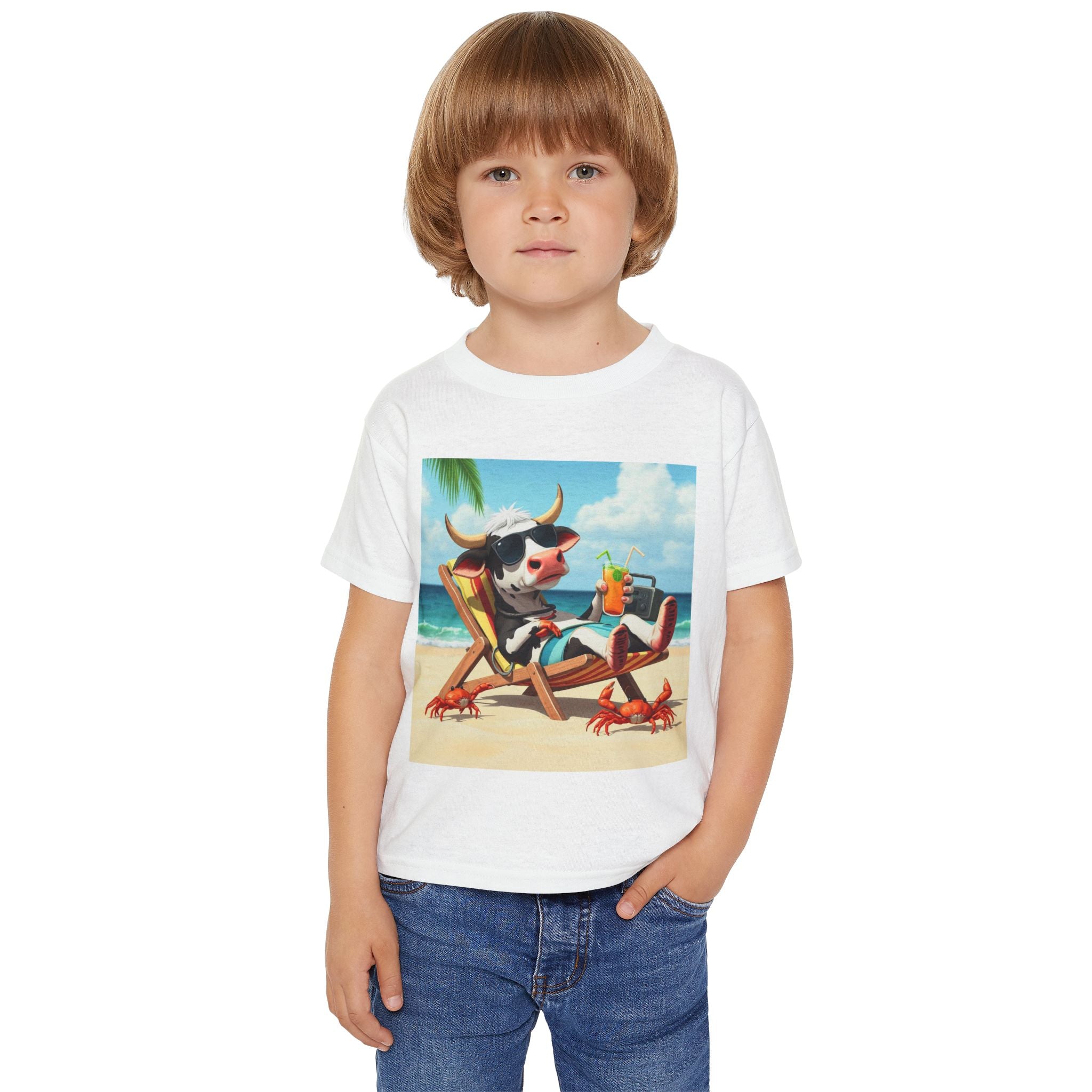 Relaxing Beach Cow Graphic - Cute Cow Summer Vacation Tee