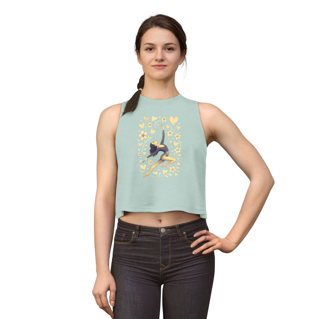 Dancer Silhouette Crop Top – Gold Hearts Ballet Tank for Women