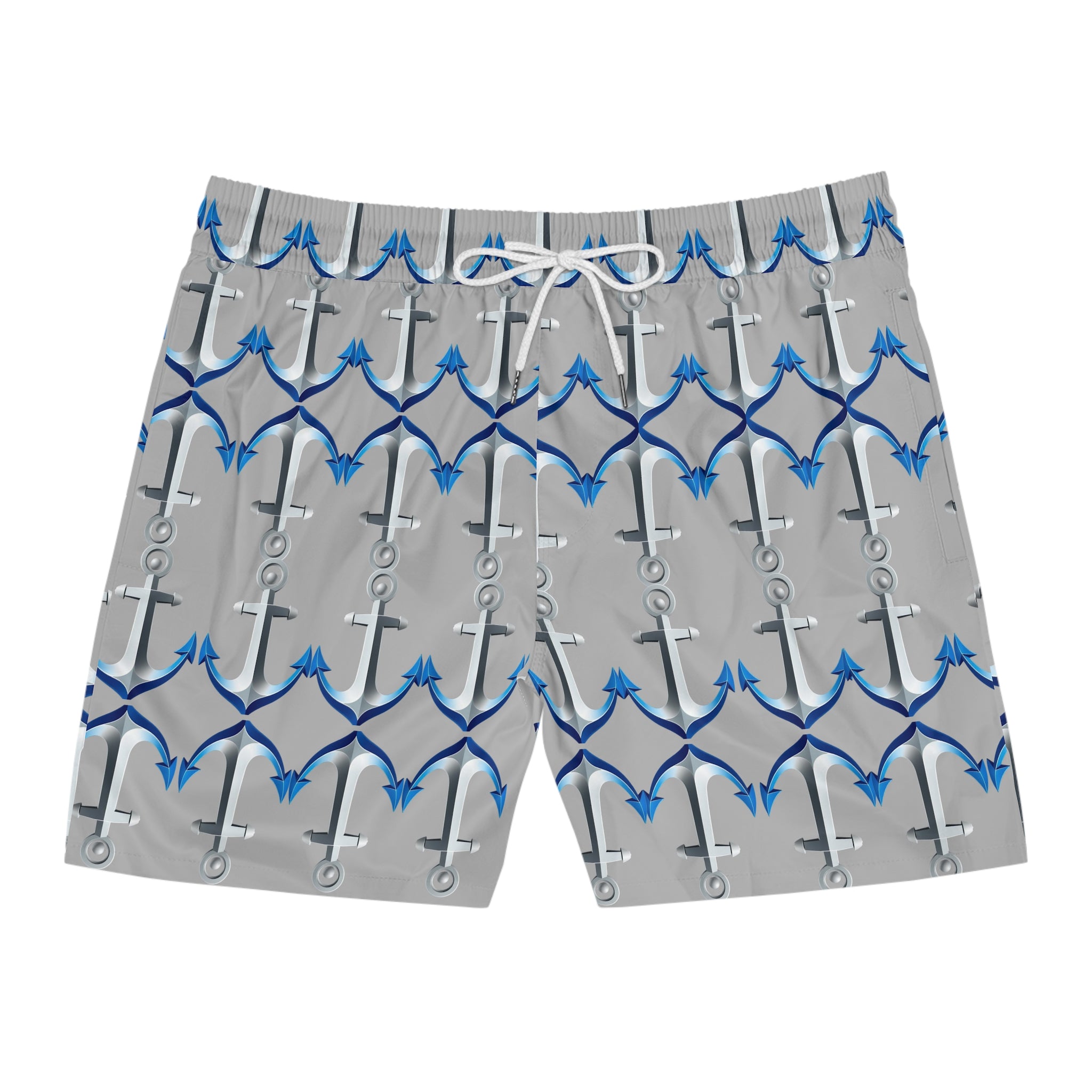 Anchor Men's Swim Shorts — Nautical Mid-Length Beach Trunks 95% polyester, 5% spandex
