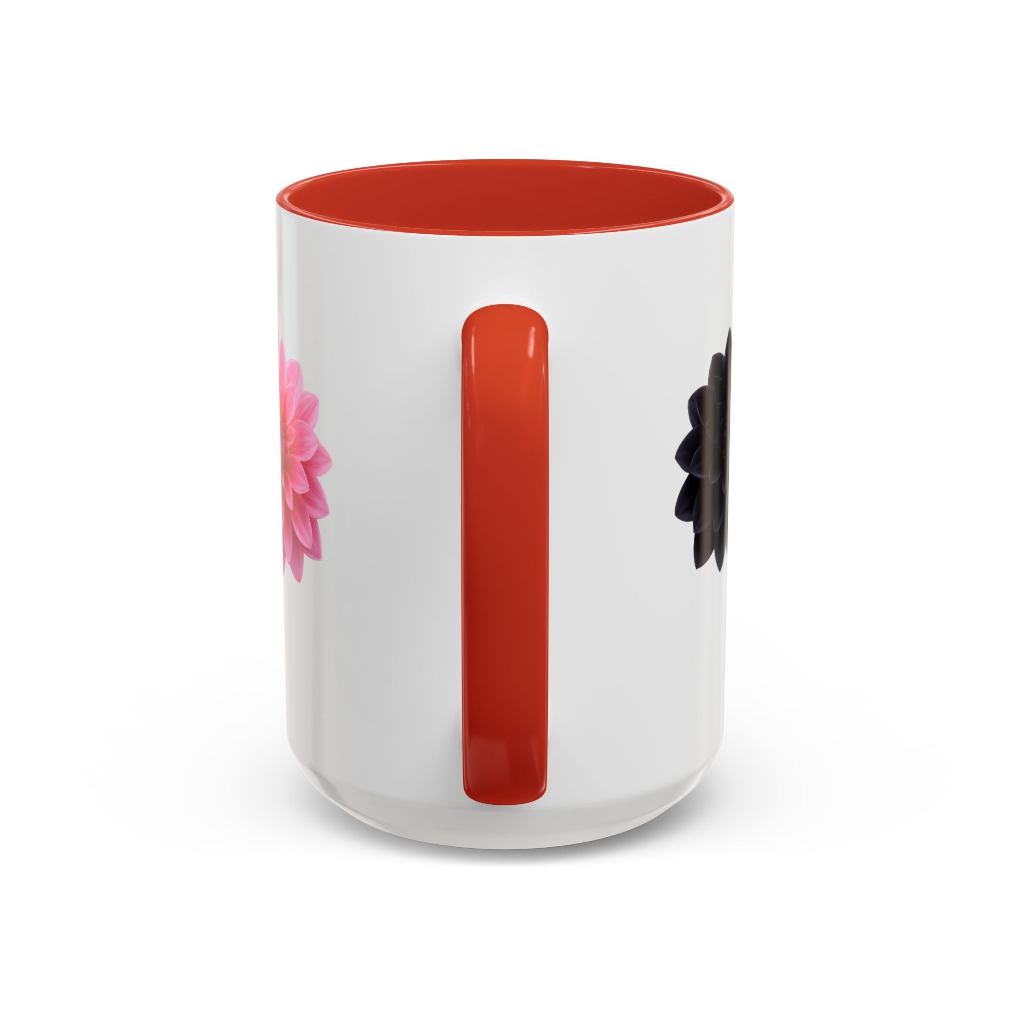 Pink & Black Dahlia Accent Coffee Mug — Floral 11/15oz Ceramic