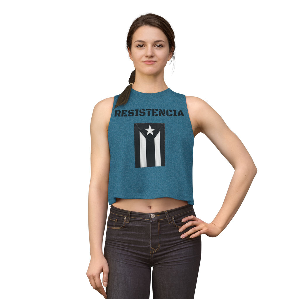 Puerto Rico Flag Crop Top — Black Vintage Resistencia Tank