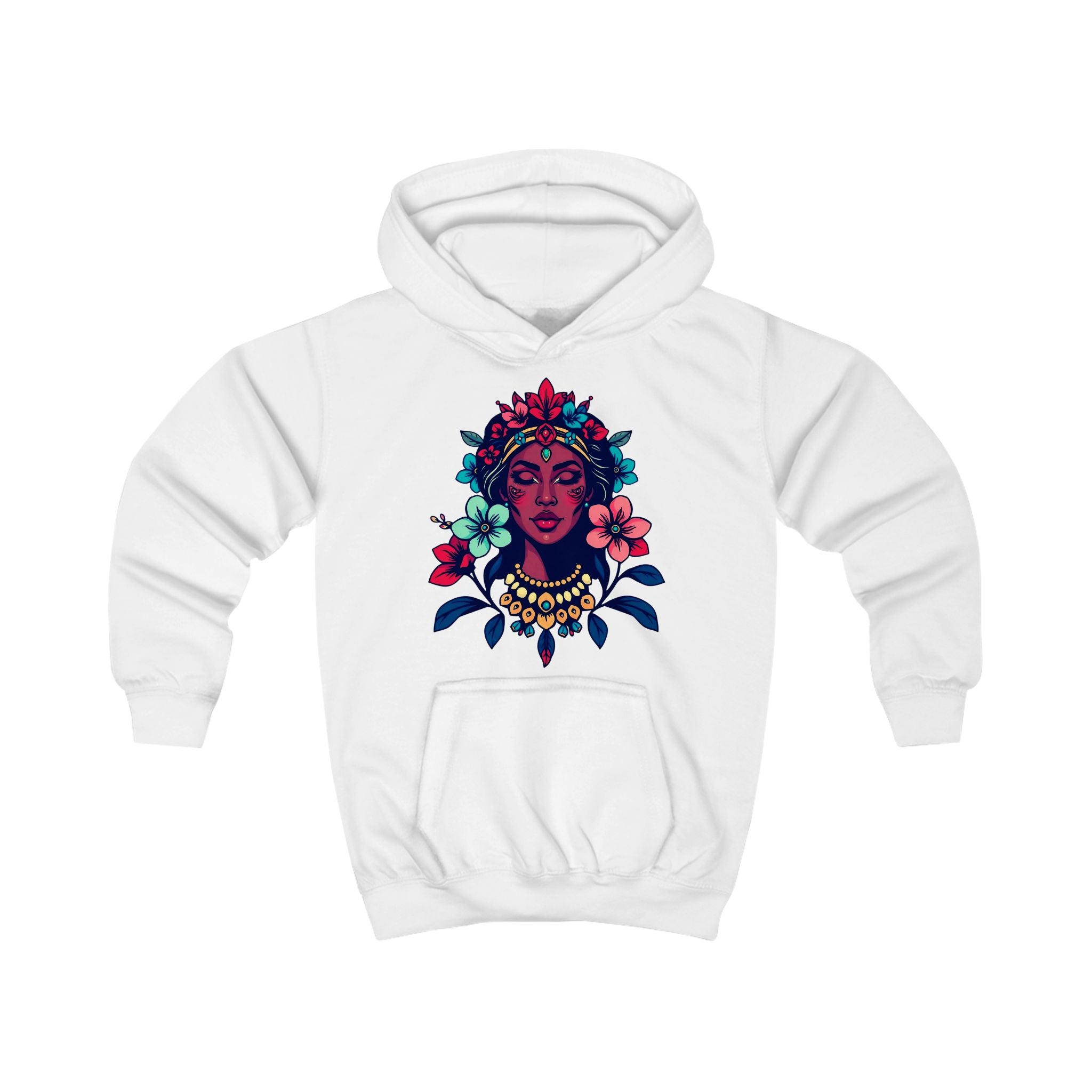 Kids Hoodie — Floral Goddess Graphic Youth Sweatshirt