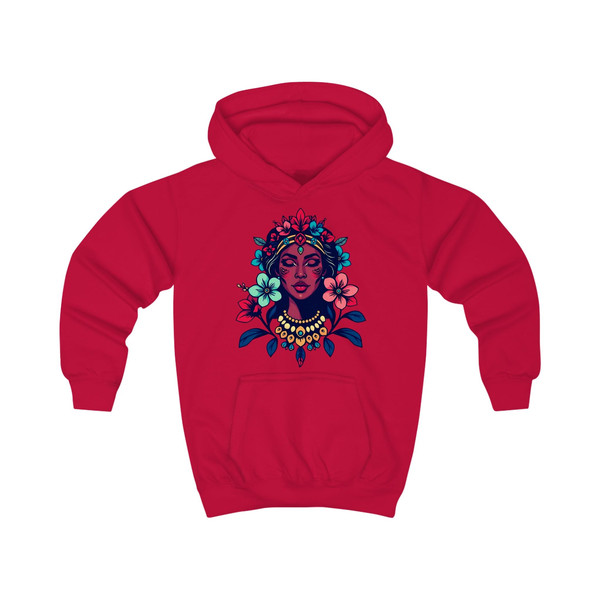 Kids Hoodie — Floral Goddess Graphic Youth Sweatshirt