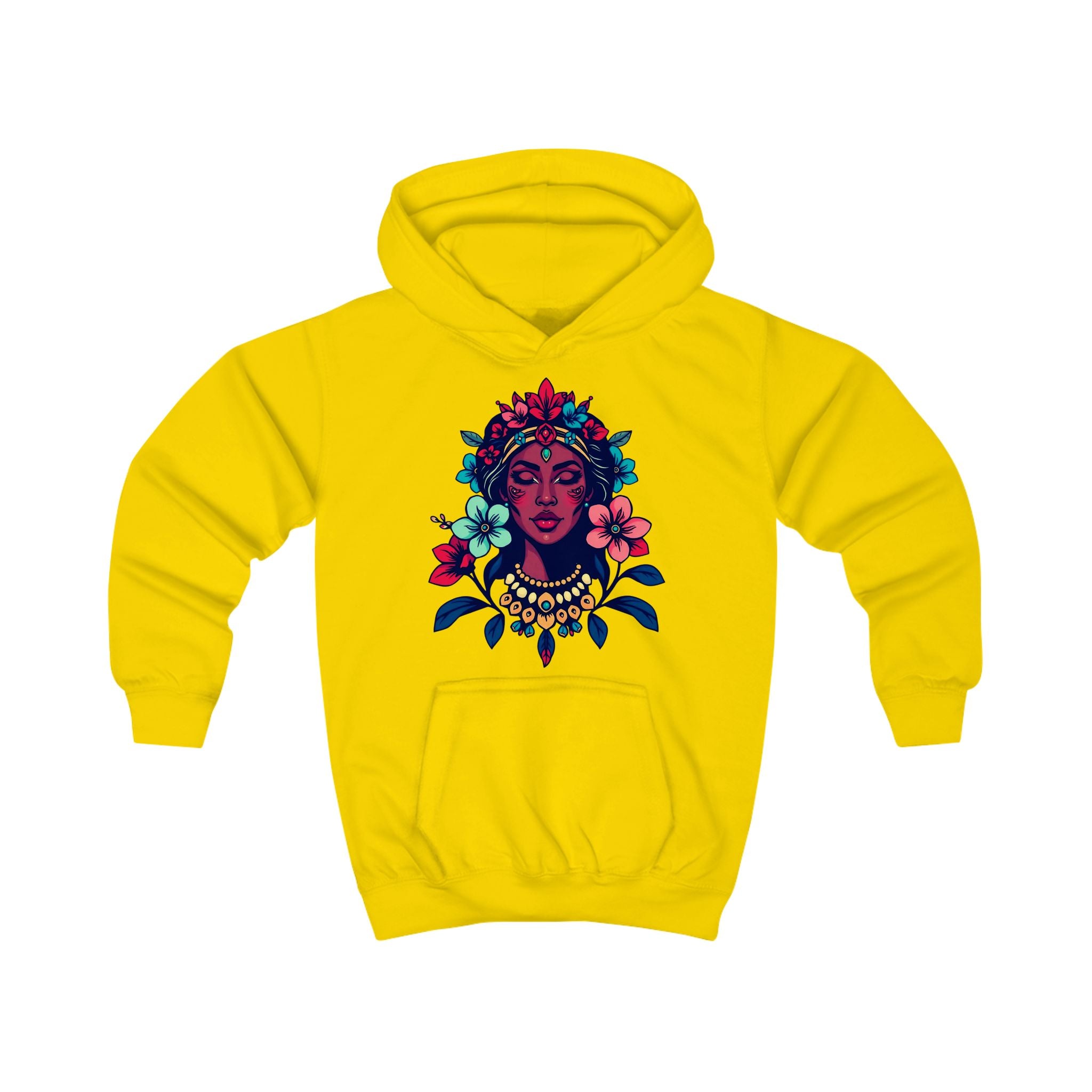 Kids Hoodie — Floral Goddess Graphic Youth Sweatshirt