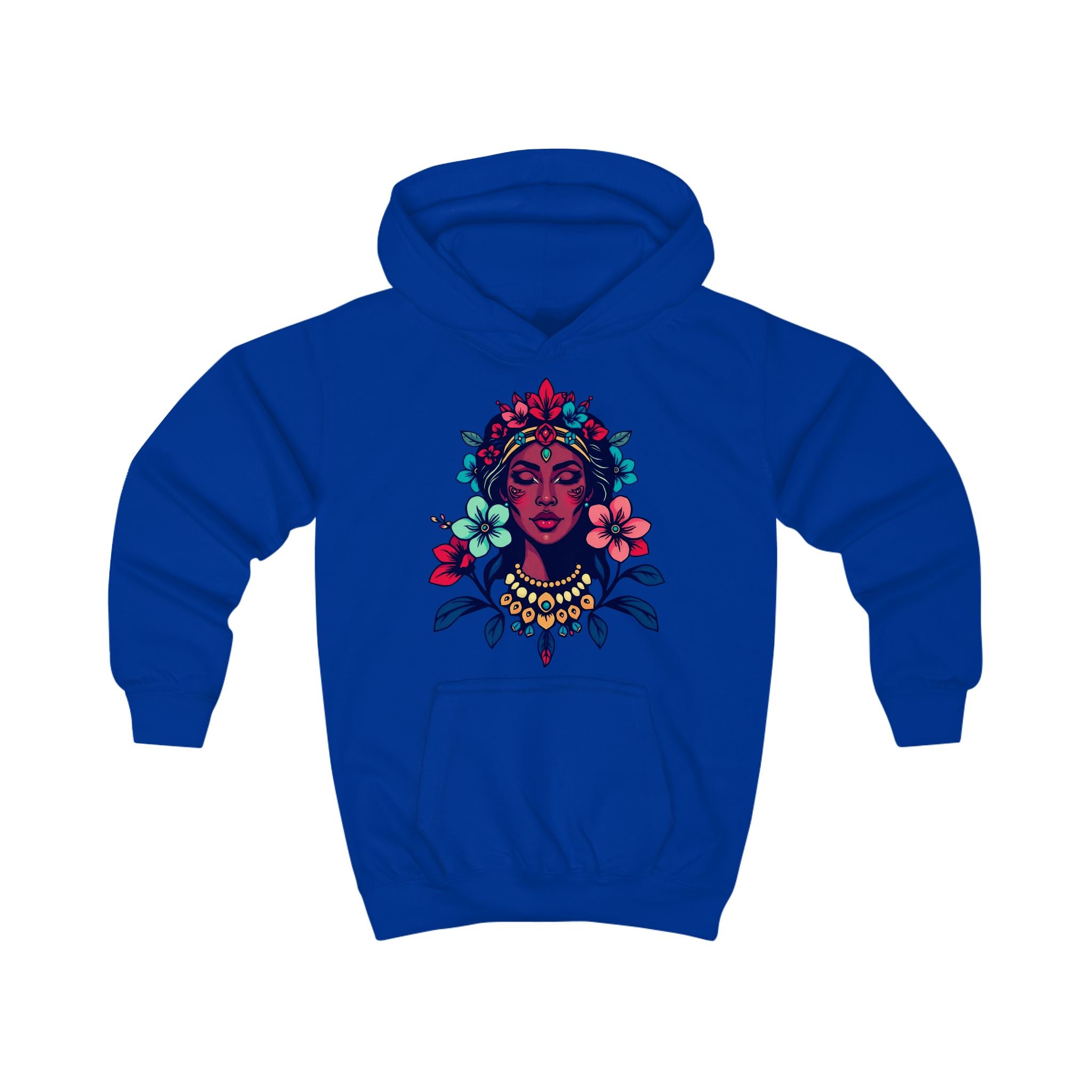 Kids Hoodie — Floral Goddess Graphic Youth Sweatshirt
