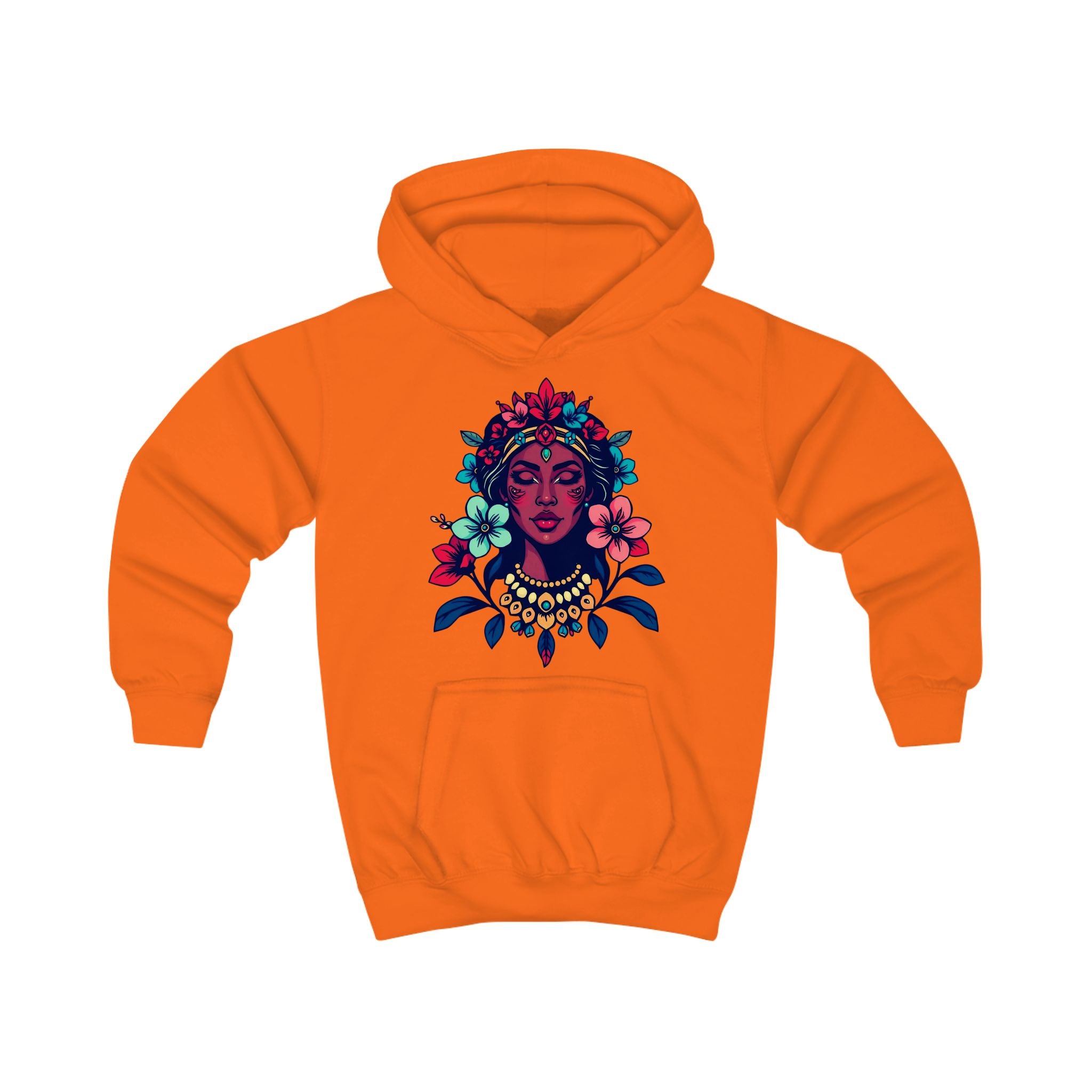 Kids Hoodie — Floral Goddess Graphic Youth Sweatshirt