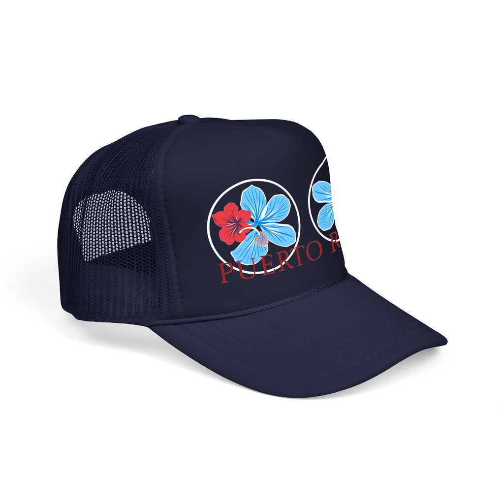 Puerto Rico Hibiscus Trucker Hat - Tropical Beach Foam Cap