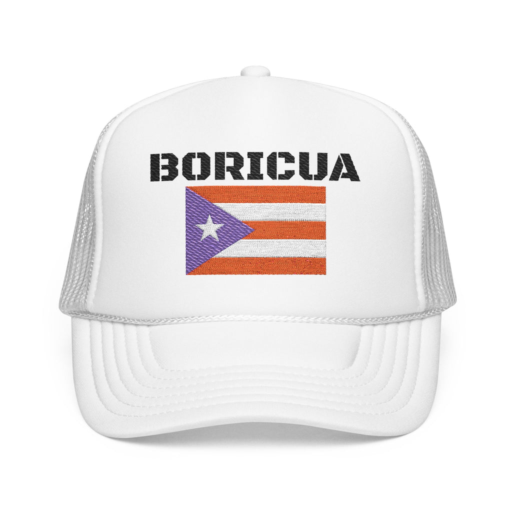 Boricua Trucker Hat — Puerto Rican Flag Foam Cap Embroidered
