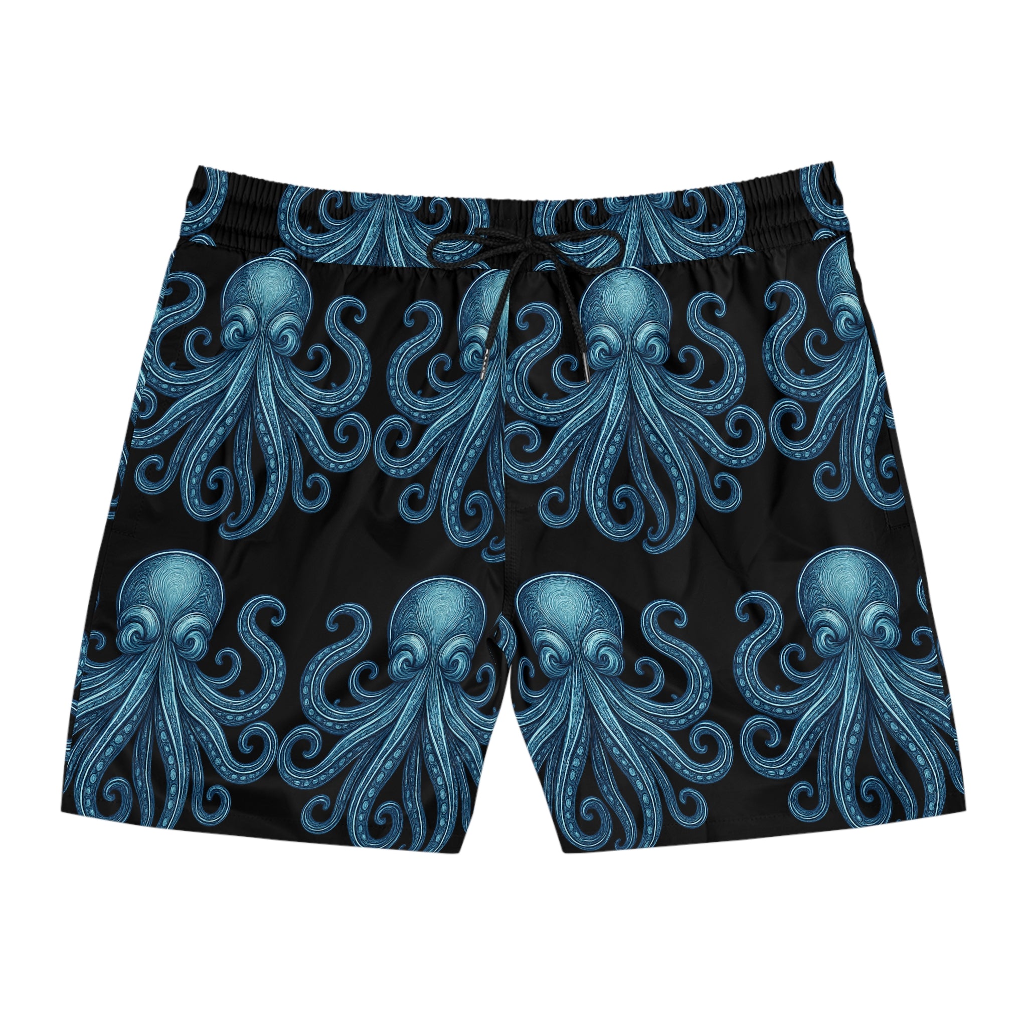 Octopus Print Swim Shorts — Mid-Length Beach Trunks 95% polyester, 5% spandex