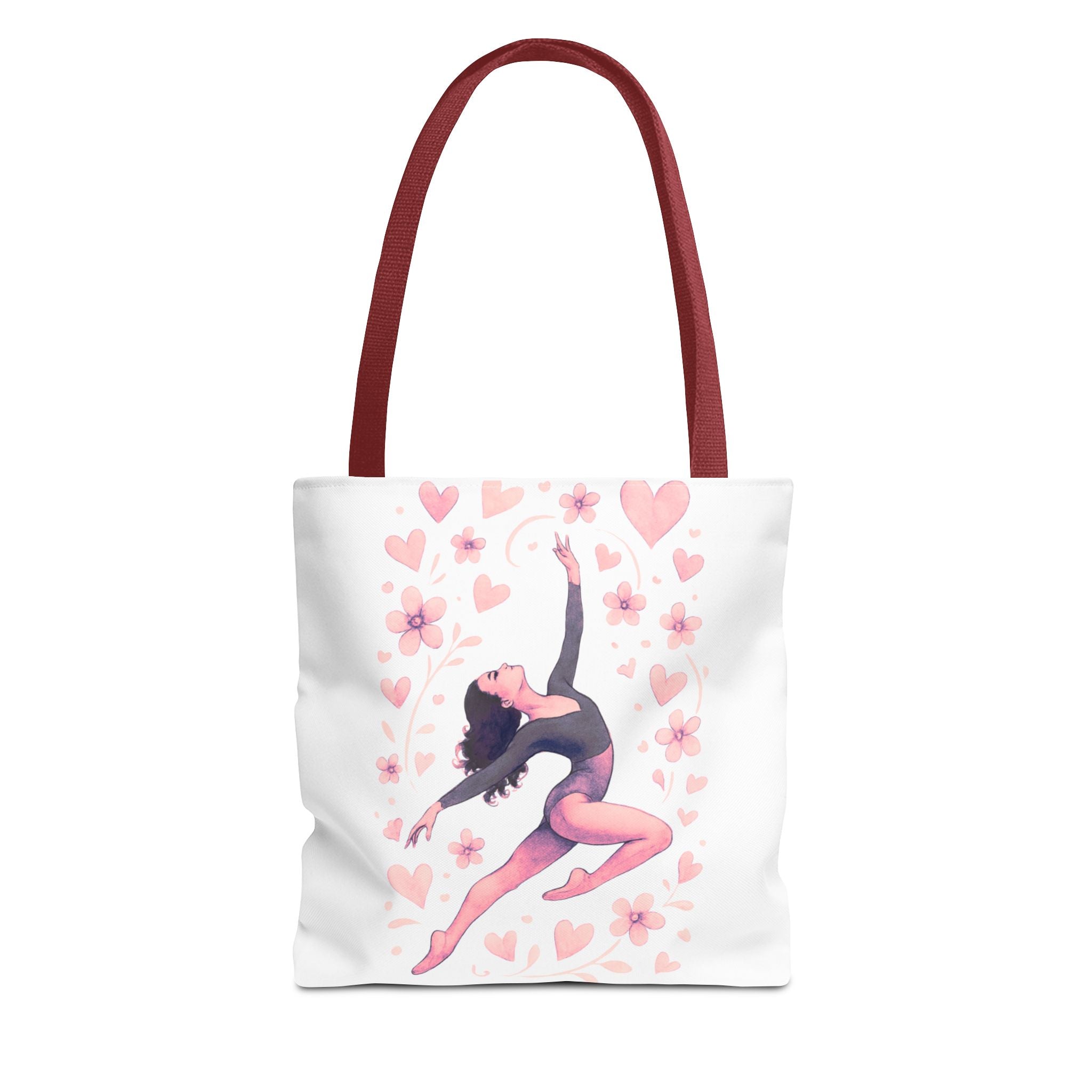 Ballet Dancer Heart Tote Bag — PINK and BLACK Floral Dance AOP Tote