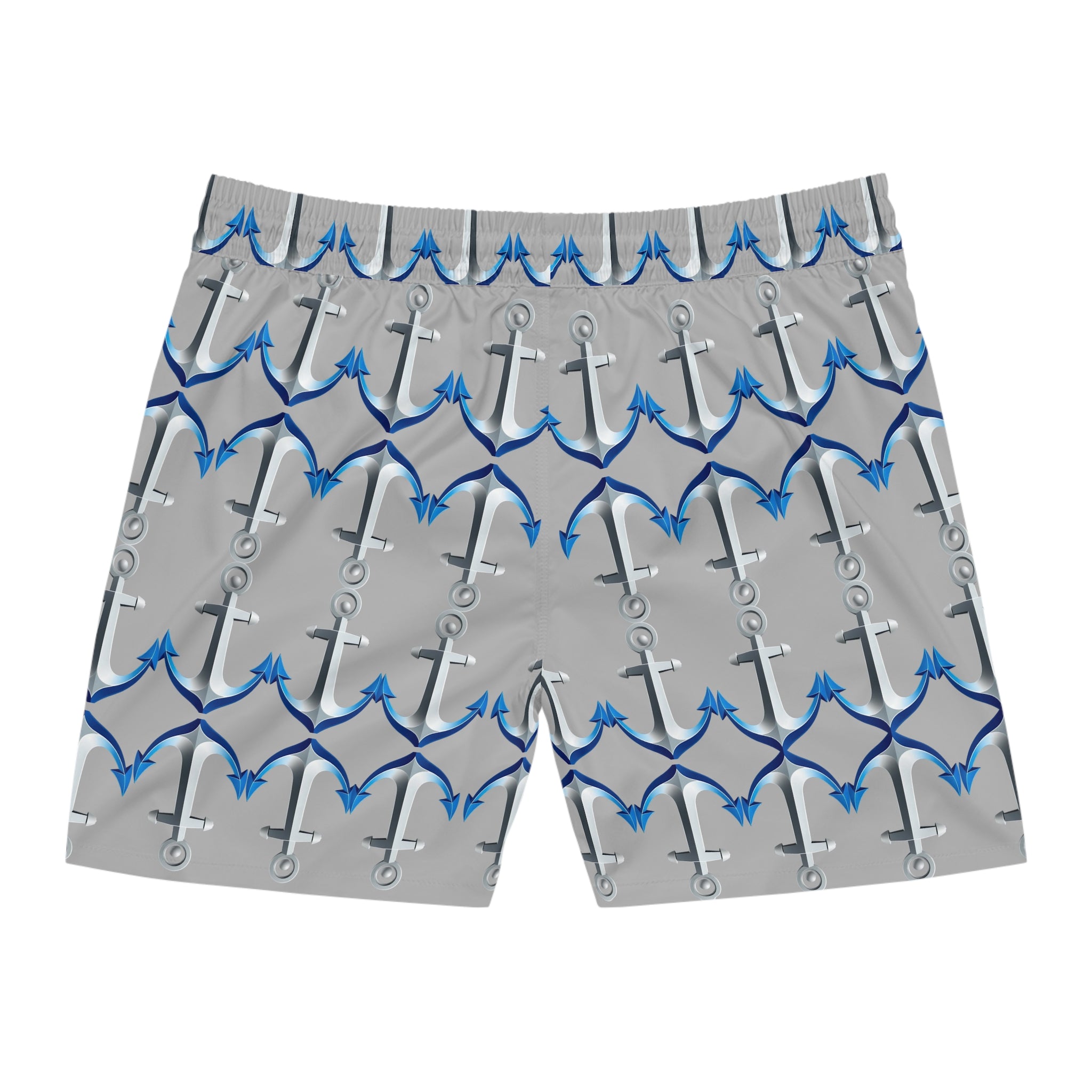 Anchor Men's Swim Shorts — Nautical Mid-Length Beach Trunks 95% polyester, 5% spandex