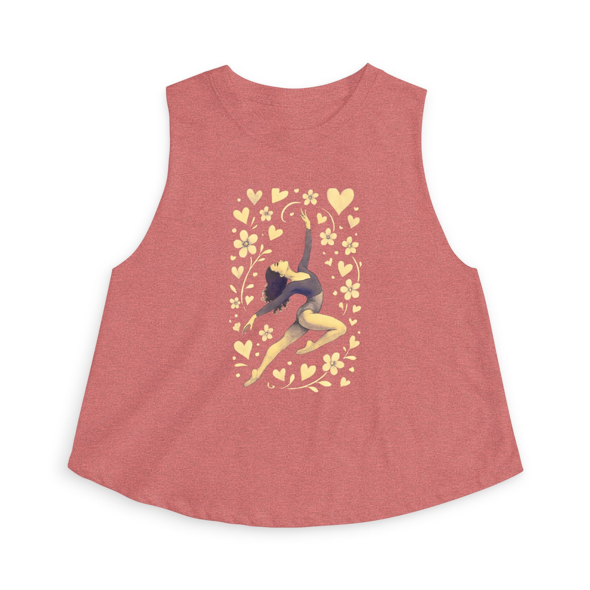 Dancer Silhouette Crop Top – Gold Hearts Ballet Tank for Women