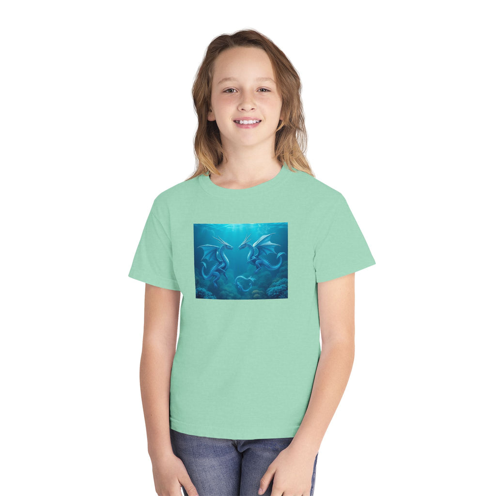 Blue Sea Dragons Youth Tee — Playful Ocean Graphic T-Shirt