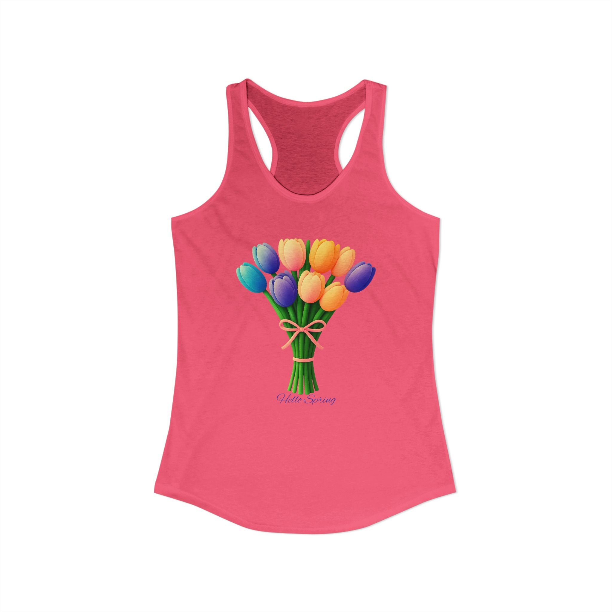 Women's Racerback Tank - Tulips Adult Hello Spring T-shirt