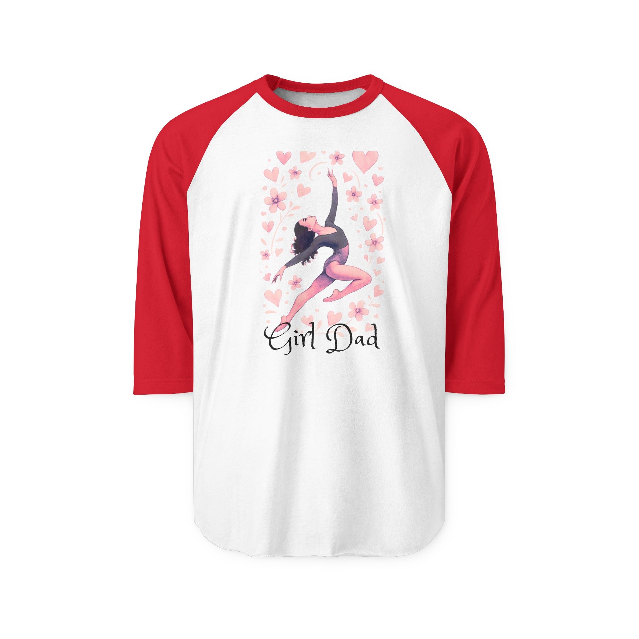 Ballerina Hearts Raglan Shirt — Dance Ballet Three-Quarter Tee