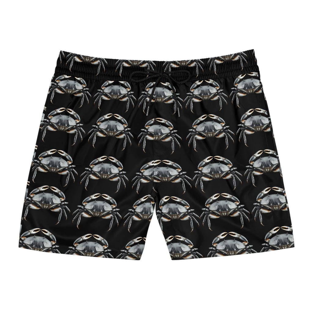 Crab Pattern Men's Swimwear – Black Coastal Trunks - 95% polyester, 5% spandex