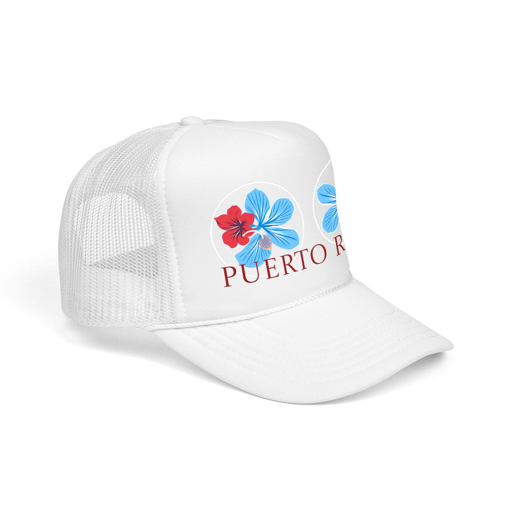 Puerto Rico Hibiscus Trucker Hat - Tropical Beach Foam Cap