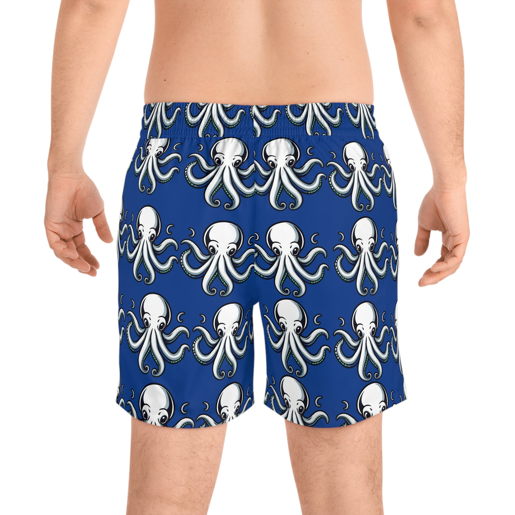 Octopus Print Men's Swim Shorts — Blue Octopus 95% polyester, 5% spandex