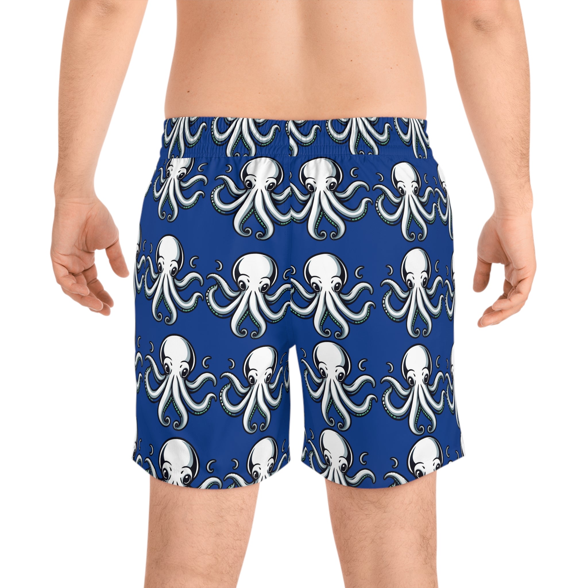 Octopus Print Men's Swim Shorts — Blue Octopus 95% polyester, 5% spandex