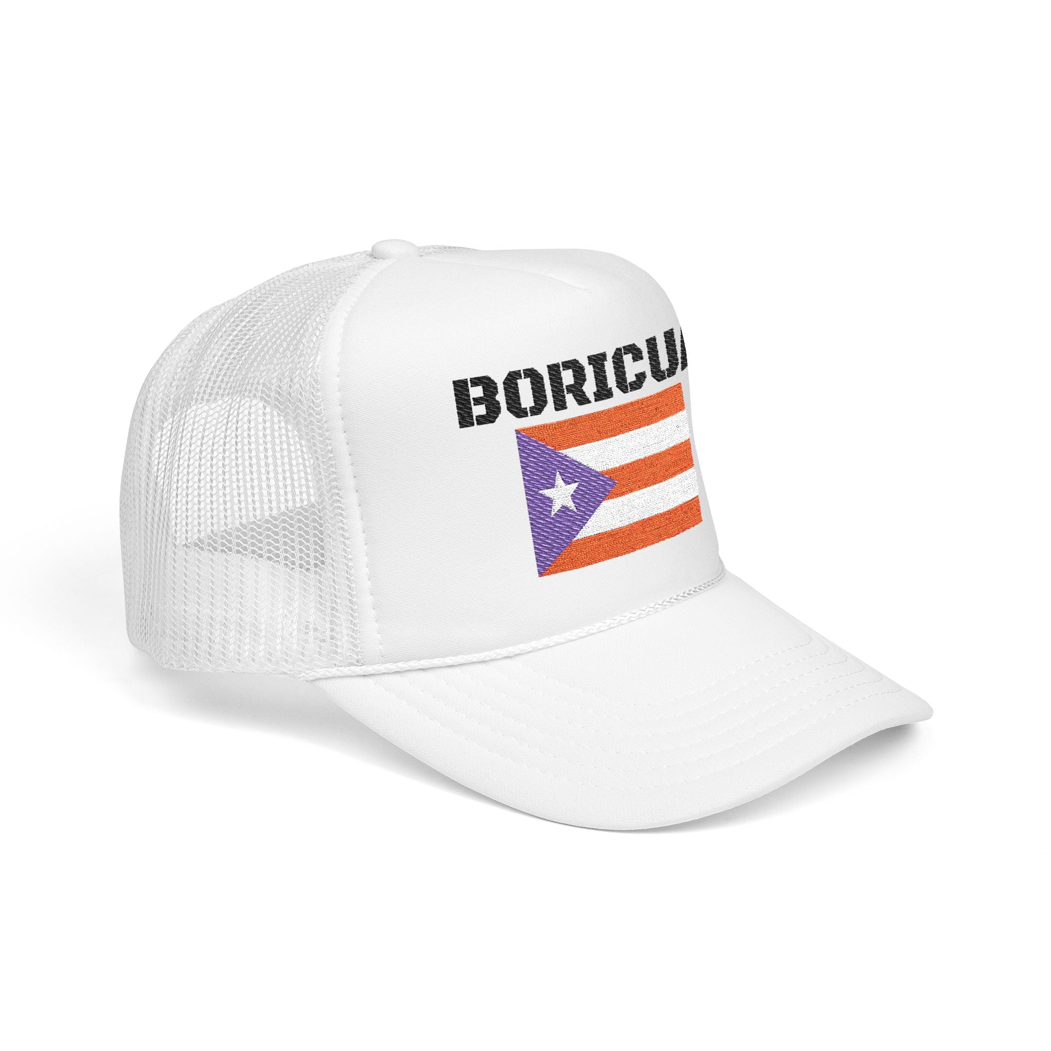 Boricua Trucker Hat — Puerto Rican Flag Foam Cap Embroidered