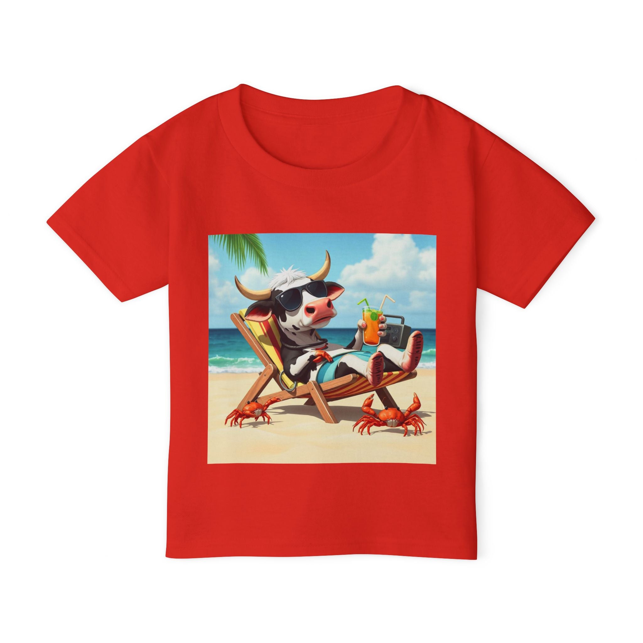 Relaxing Beach Cow Graphic - Cute Cow Summer Vacation Tee