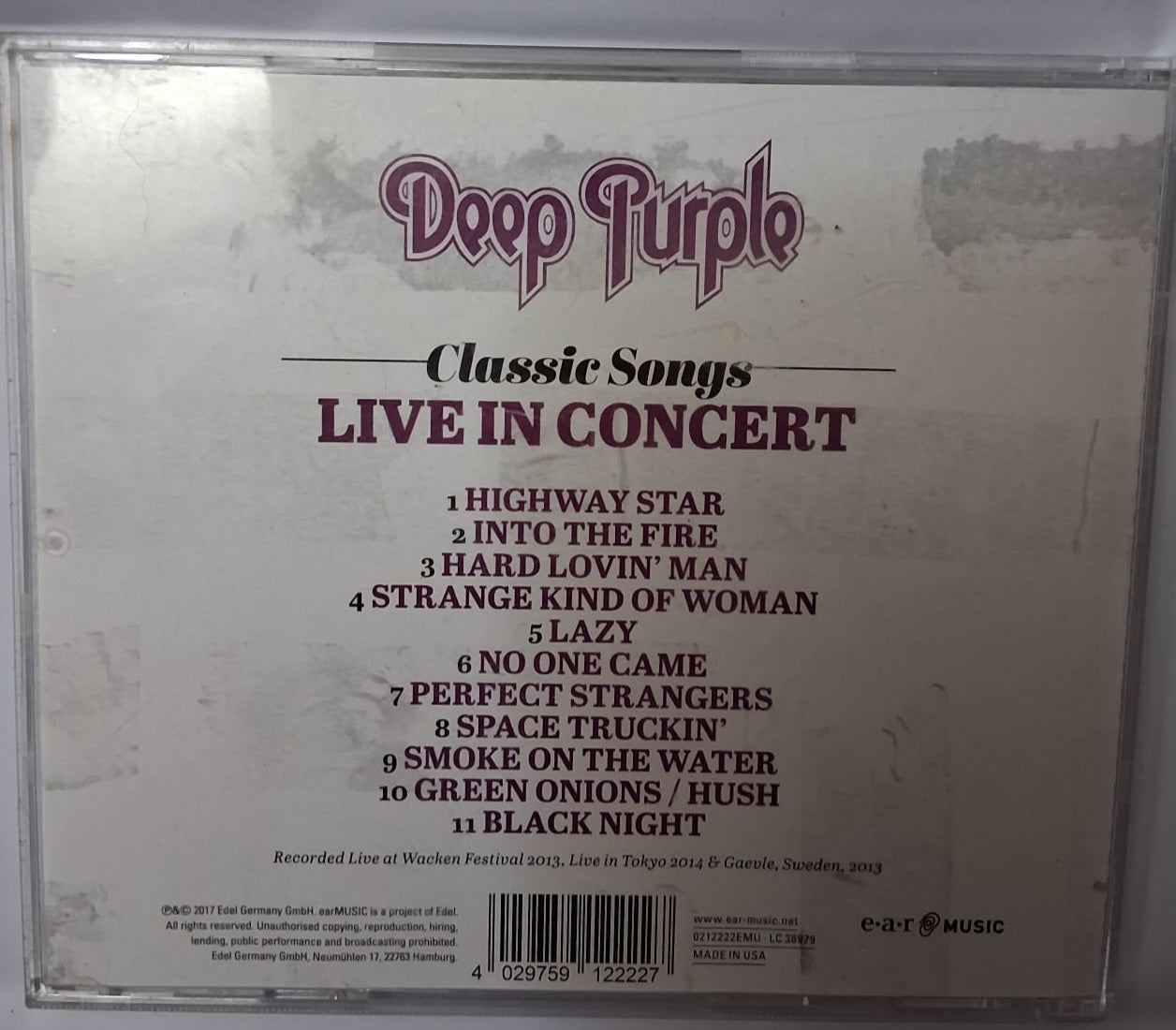 Deep Purple Classic Songs Live in Concert Pre-Owned